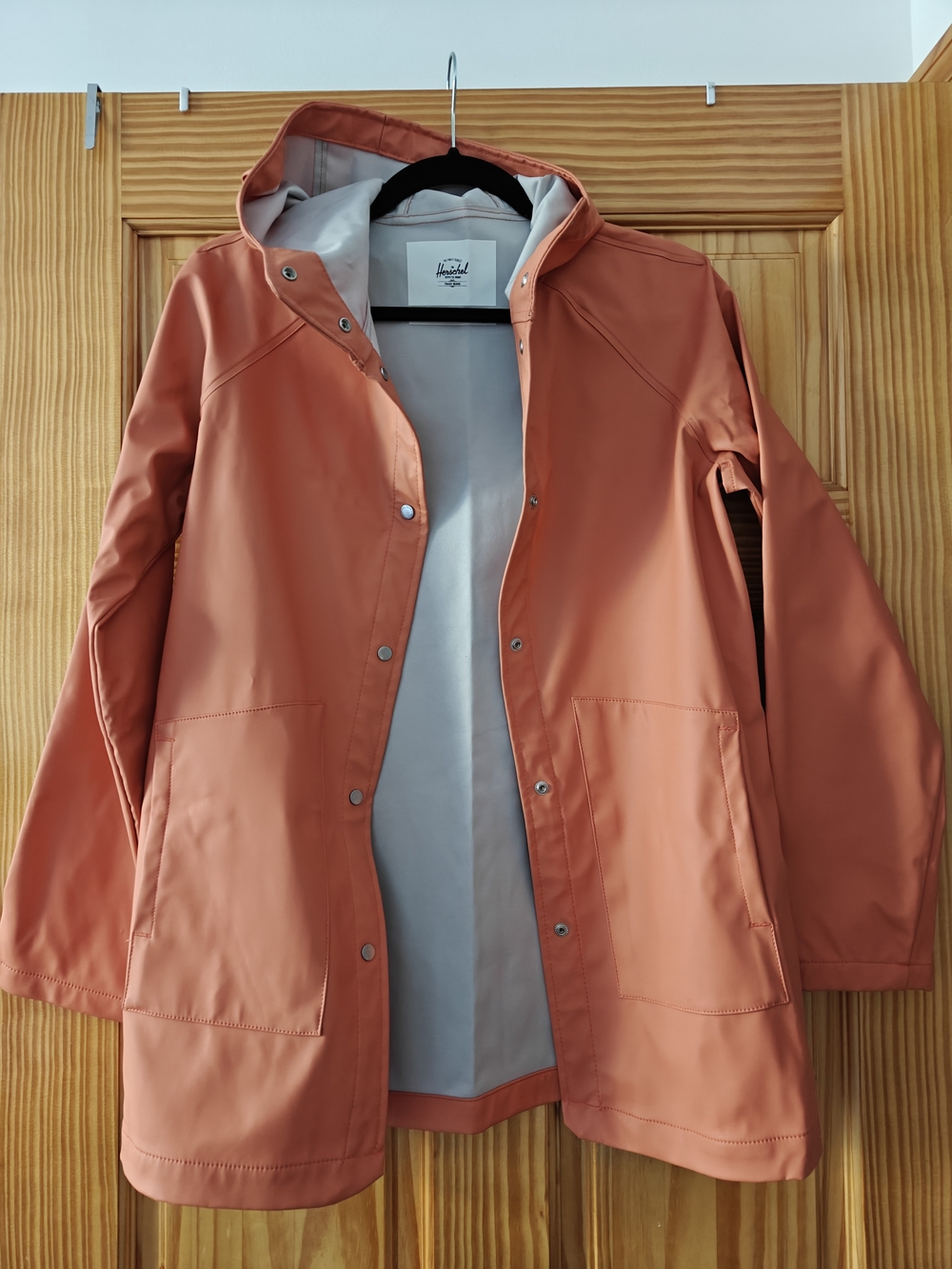 Lightweight Coral Hooded Rain Coat Jacket Herschel Orange
